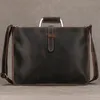 ブリーフケースMan Bag Messenger Office Bags Male Crazy Horse Leather Laptop Bag 13インチマレチンHombre 231030用のブリーフケース本革ジッパーブリーフケース