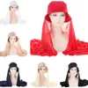 Vêtements ethniques Casquette de baseball Bubble Perle Châle en mousseline de soie avec chapeau Wrap Voile Instant Hijabs Bandana Turban Femmes musulmanes Prêt à porter la tête