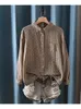 Blusas de mujer con patrón de lunares, doble capa, hilo de algodón, camisa de manga larga, blusa, otoño 2023