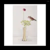 Decorative Flowers Brass-Toned Metal Vase Small Flower Set Of 2 Modern For Home Decor Wedding Or Gift(Gold)