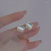 Stud Earrings 925 Sterling Silver Opal Geometric Earring For Women Girl Fashion Simple Square Design Jewelry Party Gift Drop