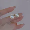 Orecchini a bottone in argento sterling 925 con opale geometrico per le donne, ragazza, moda, semplice, design quadrato, gioielli, regalo per feste