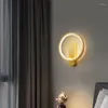 Lampada da parete rotonda in rame con anello luminoso 3 dimmerazione variabile per camera da letto soggiorno Stiars Nordic Sconce Drop