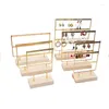 Jewelry Pouches Earring Rack Solid Wooden Base Studs Storage Accessories Trinkets Earrings Showcase Stand For Jeweler Sellers