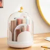 Boîtes de rangement rotatives pour rouge à lèvres, bureau Transparent multi-grilles, couvercle de boîte à cosmétiques, support anti-poussière