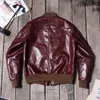 Giacca da uomo in finta pelle di vacchetta cerata vintage A1Flight Cappotto da motociclista in autentico stile americano vino rosso kaki 231027