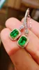 Studörhängen 5017 Guild Solid 18K Gold Nature 1.85CT Green Emerald and Diamonds for Women Fine SMEEXCH Födelsedagspresenter