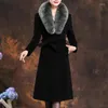 여자 트렌치 코트 바람에 맞추기 가을과 겨울 패션 캐주얼 모피 칼라 섹시 기질 두꺼운 따뜻한 숙녀 롱 코트 2023