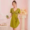 Mulheres sleepwear sexy verão nightdress mulheres cetim sedoso doce laço guarnição casa vestido nightie nightgown lingerie nightwear