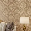 Sfondi Carta da parati damascata marrone classica 3D per la casa Carta da parati floreale di lusso Soggiorno Camera da letto TV Sfondo Decor Beige Rosso