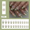 False Nails Flash Aurora Green Butterfly Shiny Rhinestone Crystal Pearl INS Short Ballet Fake Art Nail Tip Press On Glue Manicure