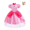 Girl Dresses Biqi Princess Dress Pink Peach Handmade Birthday Party Performance Wear Evening Halloween Anime Cosplay Costume