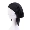 Hijab kvinnor fast färg kemo cap muslim ruffle cancer hatt beanie bonnet halsduk turban huvud wrap elastic huvudkläder håravfallshatt