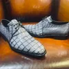 Pure handmade men's shoes business suit shoes mesure crocodile leather Oxford shoes real crocodile leather artificially dyed Customizable in any color