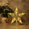 その他のイベントパーティーのサプライ15cm LED透明な5ポイントの星のメリークリスマスツリートッパーホームクリスマス装飾用クリスマス装飾ナビダッド231030