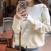 Women's Sweaters Autumn/Winter Round Neck Off Shoulder Red Sweater Women Tops Korean Fashion Loose Sweet Bow Pin Button Knit Pullover Female