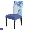 Pokrowce krzesełka nowoczesne pokrowce na jadalnię motyl kwiatowy błękit róży krzesła stoli