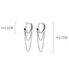 Brincos de argola real 925 prata esterlina link corrente para mulheres círculo cartilagem orelha piercing jóias acessórios presente