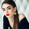 Hoop Earrings Round Shape Soccer Volleyball Basketball Baseball Leather Ear Pendant Press For Women Long Post Stud