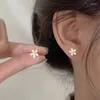 Stud Oorbellen 1 Paar Trendy verzilverde Romantische Mode Bloem Zilver Kleur Voor Vrouwen Meisjes Koreaanse Stijl Kleine Oorbel Sieraden