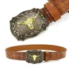 Gürtel PU Leder Herren Western Cowboy Gürtel Mode Breite Vintage Schnalle Bull Muster Taille