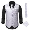 Erkek Yelekler Jakard Dokunma Takım Takım Yelek Erkekler için Düğün İş Resmi Elbise İnce Kolsuz Ceket Sıradan Vintage Weistcoat