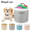 Dog Toys Tuggar Personlig tvättkorg Dog Toy Clothes Anpassade namn Organiser Barrel Fold Storage Box Linen Basket Home Storage Pet Diy 231030