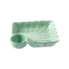 Plates Ceramic Dumpling Plate With Vinegar Dish Home Creative Tableware Small Fruit LB031403