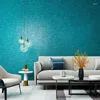 Wallpapers pavão azul planície mediterrâneo impermeável papel de parede ins estilo tv fundo não tecido verde escuro quarto vintage