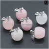 Ciondoli Natale Pietra naturale Mini Collana con ciondolo mela Cabochon Perline di cristallo Collane Gioielli Per ragazza Donna Consegna di goccia Findi Dht2X