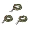 Correntes 3x Olive Green Sândalo Beads Buda Budista Mala Stretch Colar Rosário 29 polegadas