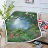 Blankets Enchanted Forest With Mushrooms For Bed Fairy Lanterns Sherpa Blanket Storm Fluffy Colorful