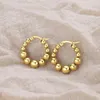 Hoop Earrings Fashion Stainless Steel Beads For Women Gold Plated Ear Stud Girl Party Wedding Jewelry Gifts