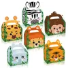 Gift Wrap 12Pcs/lot Jungle animal candy box zebra Elephant giraffe gift box Tiger/monkey Portable biscuit box for birthday Party favors 231030