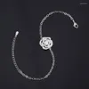 Charm Armbanden Luxe Camellia Bloem Lab Saffier Edelsteen Romantische Bangle Fijne Sieraden Voor Vrouwen Cadeau Verstelbaar