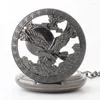 Pocket Watches High Quality Steampunk Hollowed Black Flying Eagle Mechanical Watch Vintage Men Gift With Chain