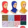 Acessórios de cabelo Moda Muçulmana Underscarf Mulheres Inner Hijab Caps Algodão Lenços Turbante Cor Sólida Lenço Islâmico Turbante Drop Dhbec