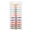 Charm Bracelets 12pcs/lot Heart Charms Bracelet Handmade Woven Rope Colored Crystal Beaded Adjustable Kids Jewelry Gifts