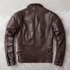 Men's Leather Faux Leather Casual Real Cowhide Genuine Leather Jacket Men Slim Mens Clothes Spring Autumn Men's Cow Leather Clothing Asian Size 6XL 231027