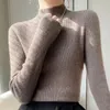 Kadın Sweaters Sonbahar Kış Kalın Örme Kazak Kadın Moda Kore Koreli Yarım Belelek Uzun Kollu Sıcak Jumper