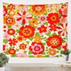 Tapestries Retro Flowers Tapestry Brown Orange Sun Flower Vintage 70s Decor Wall Hanging For Bedroom Dorm Living Room