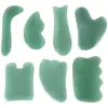 Dekorativa figurer Anpassade logotyp form Sten äkta grön Aventurine Jade Guasha Massage Tool Face Gua Sha