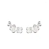 Stud Earrings 925 Sterling Silver Flower For Women Girl Fashion Plant Texture Smooth Design Jewelry Birthday Gift Drop