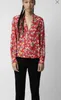 Women's Blouses Women Blouse 2023 Pre-Fall French Long Sleeve Letter Floral Print Red Viscose Shirt
