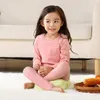 Kleidungssets Mädchen-Unterwäsche-Set Frühling Herbst Einfarbige Kinder-Baumwoll-Langarm-Pyjamas Bequeme Hosen