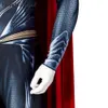 Cosplay Yüksek Kaliteli Cadılar Bayramı Kostüm Süper Kahraman Clark Cosplay Kıyafeti D Baskı Bodysuit Yetişkin Çelik Erkekler Takım Kırmızı Cape