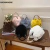 Evening Bags Rope Handle Faux Fur Small Totes for Women Winter Designer Crossbody Bags Travel Trendy Shoulder Handbag 231030