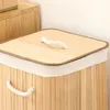 Laundry Bags Foldable Basket Grocery Bamboo Large Capacity Dirty Clothes Storage Bucket For Home Original Color Round