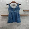 2022 vestido de luxo europeu moda retalhos ajuste fino suspender shorts jeans dress282z