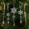 Other Event Party Supplies 5pcs Christmas Transparent Pendants Acrylic Snowflake Ice Xmas Tree Hanging Ornament Decoration For Home 231030